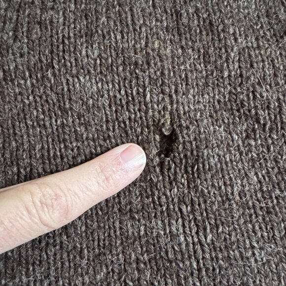 Vtg Eddie Bauer Wool Grandpa Cardigan Shawl Collar Sweater Elbow Patch XL Tall - Picture 4 of 9